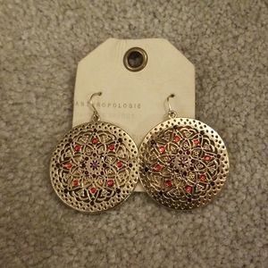 Anthropologie embellished medallion earings